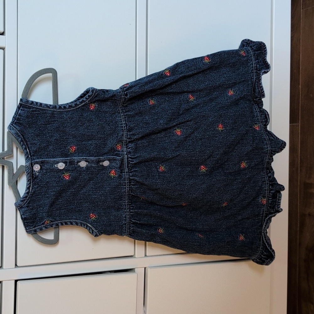 Y2k Strawberry OshKosh B'gosh Dress, Denim 18m - Picture 4 of 7